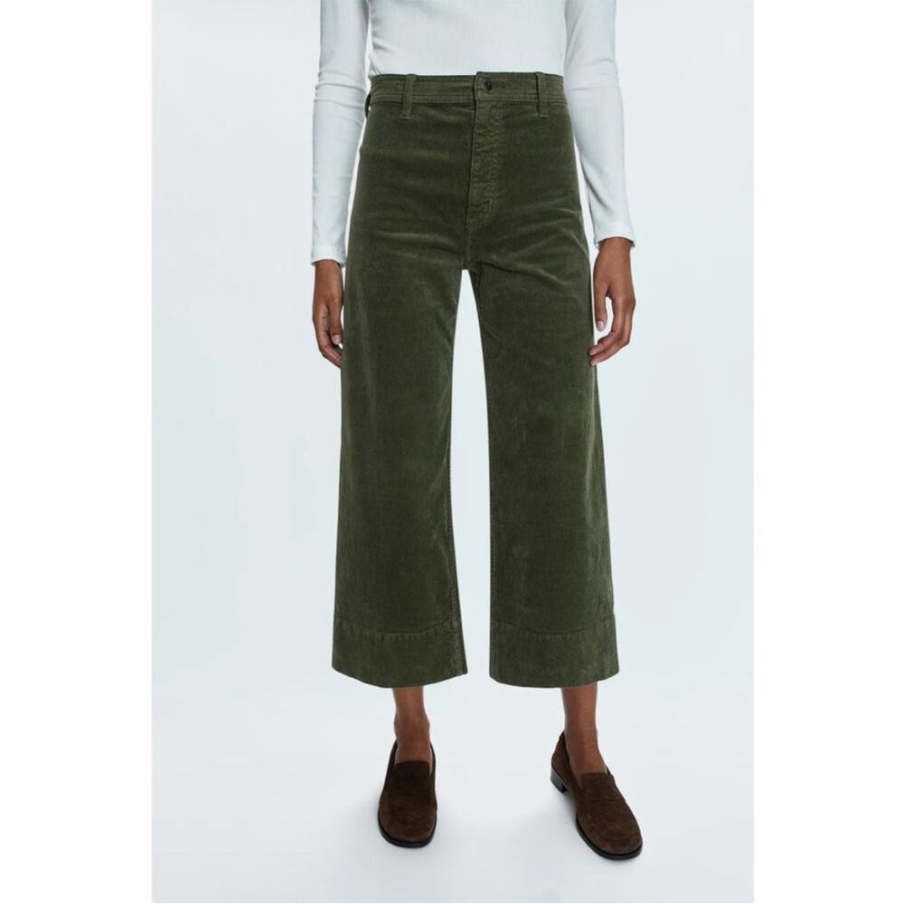 Pistachio high rise wild leg green pants